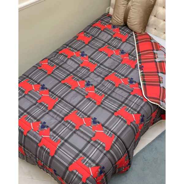 Trapunta Piumone Matrimoniale INVERNO Ribbon FIOCCO Tartan SCOZZESE Natale  Rosso