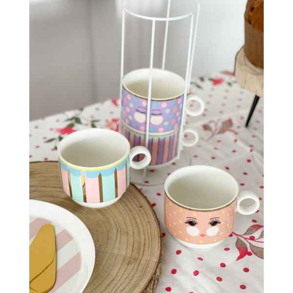 Set teiera e tazza tè con piattino Miss Etoile in porcellana