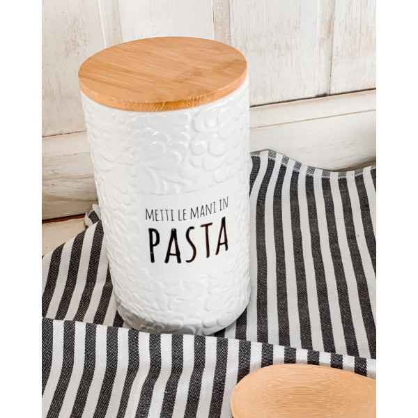 Barattolo Per Caffè o Per Pasta Rich Con Scritta Simpatica Bianco