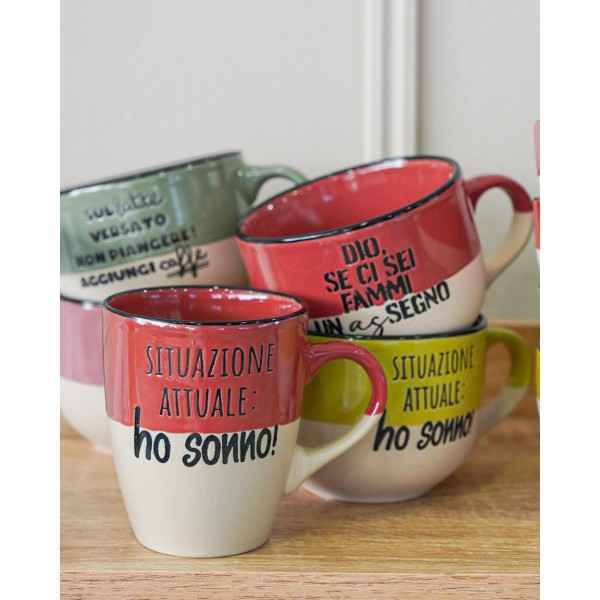 Tazza Mug Allegra Con Scritte in Ceramica AD