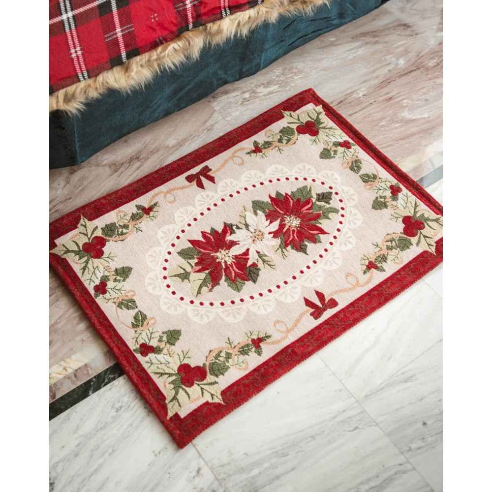 Tappeto Natale Ciniglia Antiscivolo con Decoro Natalizio 45X65 cm 21085